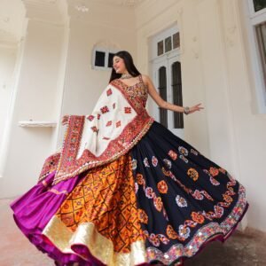 Navratri Special Black Multi-Color Digital Print Chaniya Choli