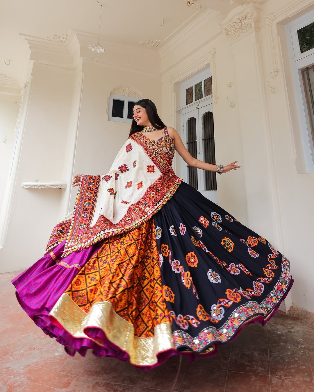Navratri Special Black Multi-Color Digital Print Chaniya Choli