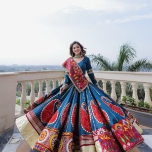 Navratri Special Royal Blue Digital Print Chaniya Choli
